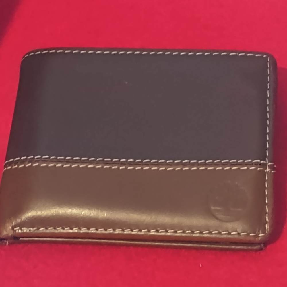 Timberland Brown and Tan Leather Card Holder